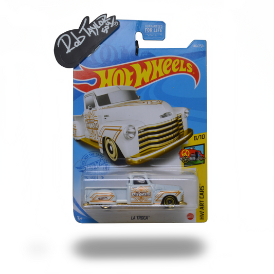 WHITE & GOLD “LA TROCA” HOTWHEELS 1:64 SCALE CAR