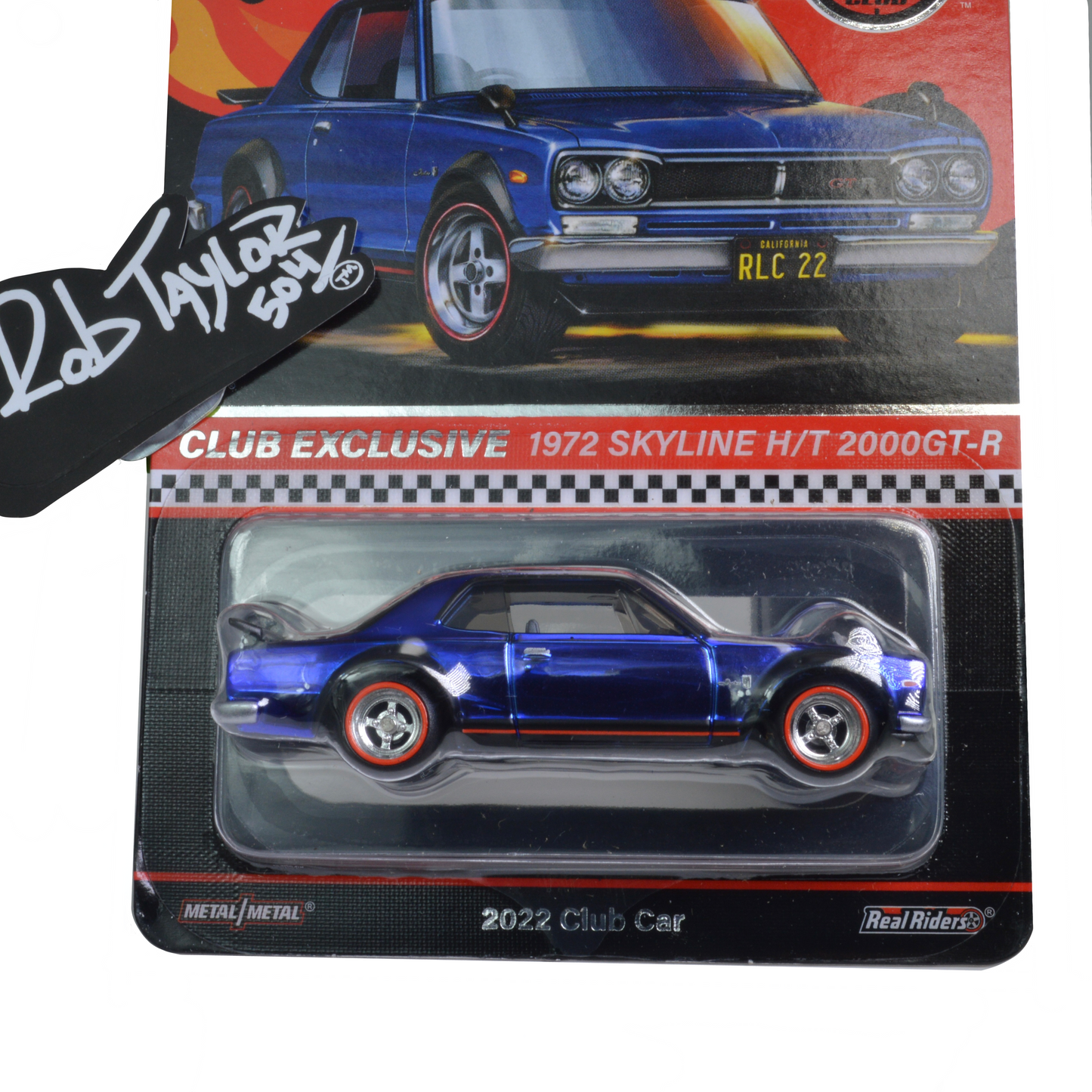 AUTOGRAPHED REDLINE CLUB HOTWHEELS 1972 SKYLINE H/T 2000 GTR w/PATCH & BUTTON 1:64 SCALE