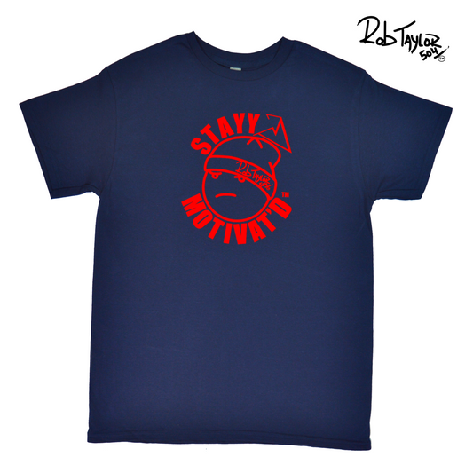 RobTaylor504 “STAYY MOTIVAT’D MAN” Shirt Navy Blue/Red