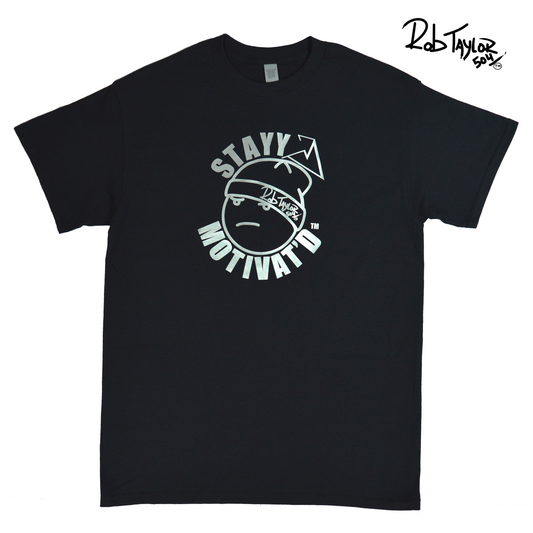 RobTaylor504 “STAYY MOTIVAT’D MAN” Shirt Black/Silver