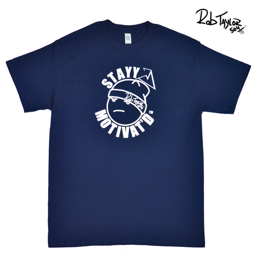 RobTaylor504 “STAYY MOTIVAT’D MAN” Shirt Navy Blue/Silver