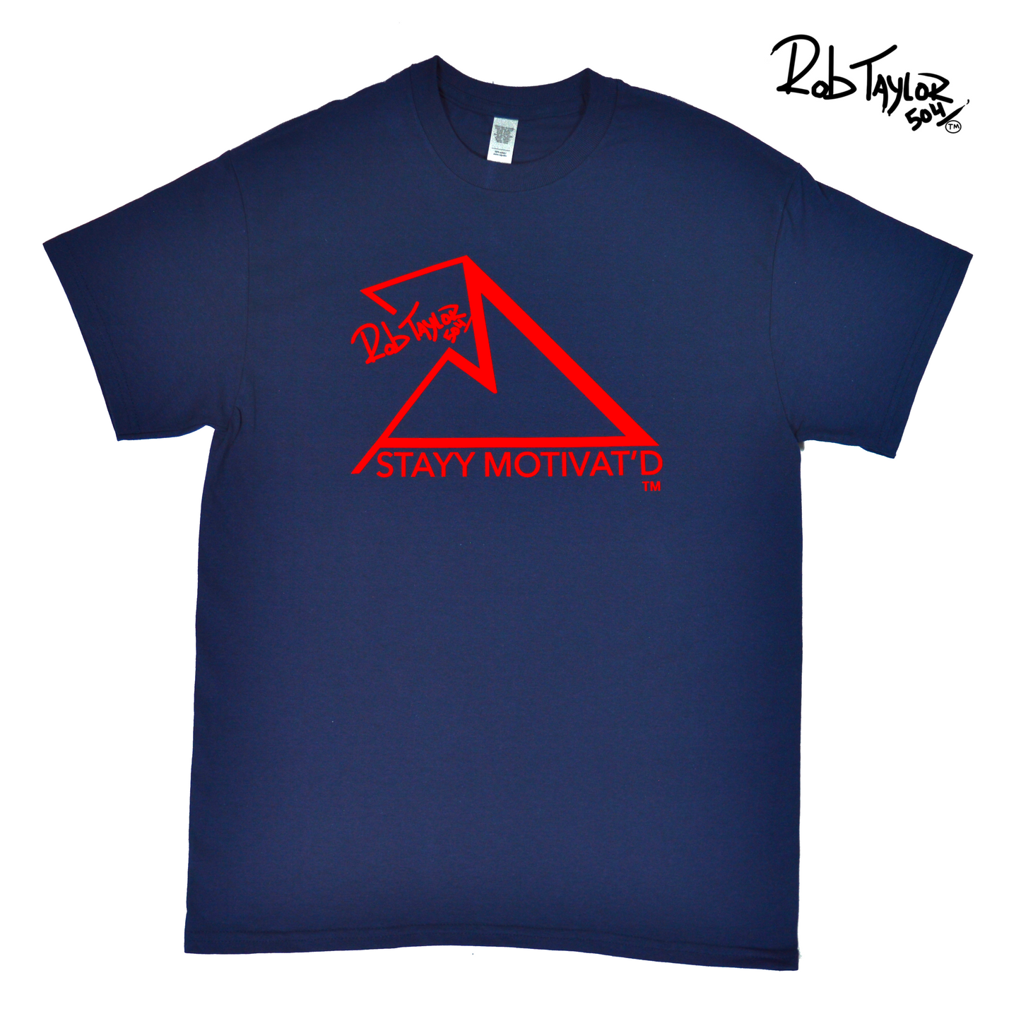 RobTaylor504 “STAYY MOTIVAT’D MOUNTAIN” Shirt Navy Blue/Red