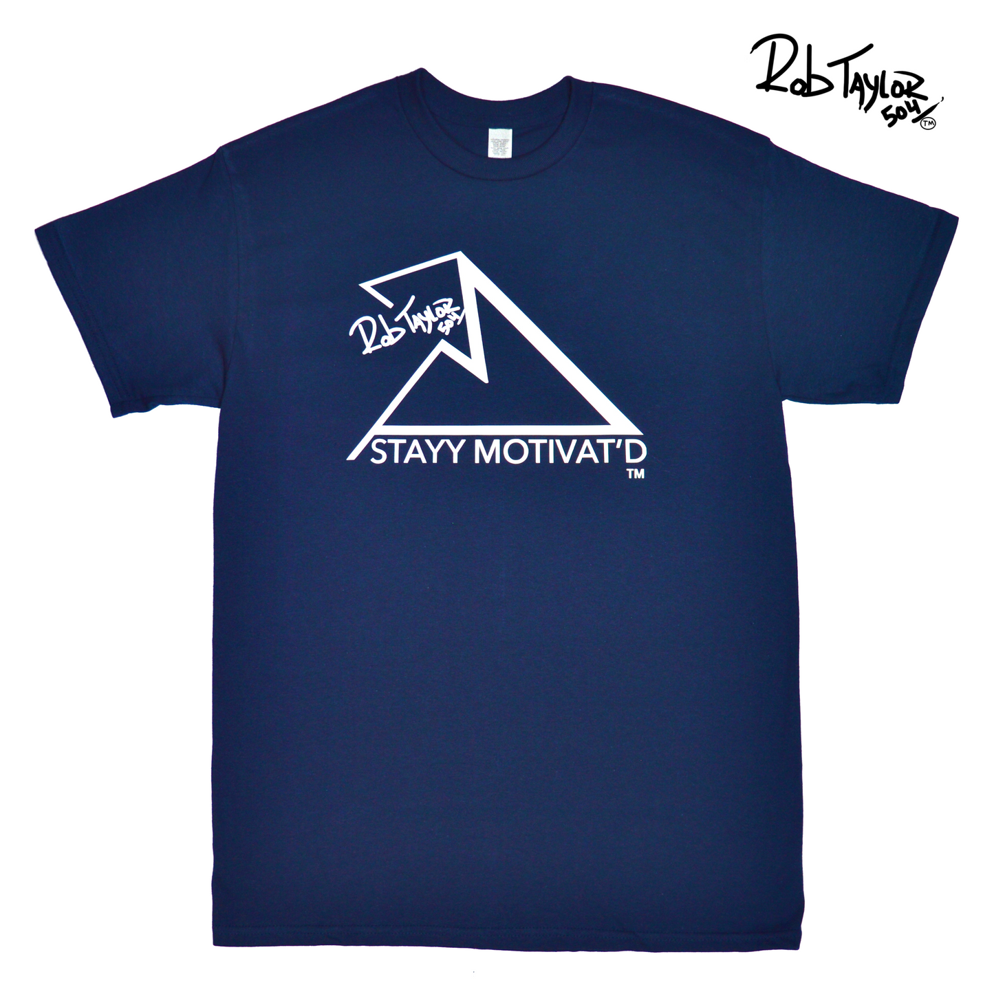 RobTaylor504 “STAYY MOTIVAT’D MOUNTAIN” Shirt Navy Blue/Silver