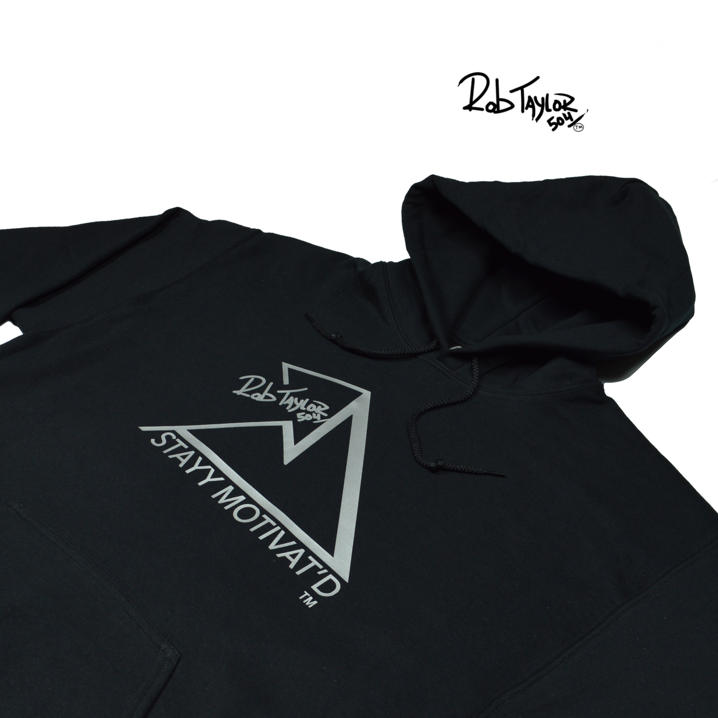 RobTaylor504 “STAYY MOTIVAT’D MOUNTAIN” Hoodie Black/Silver