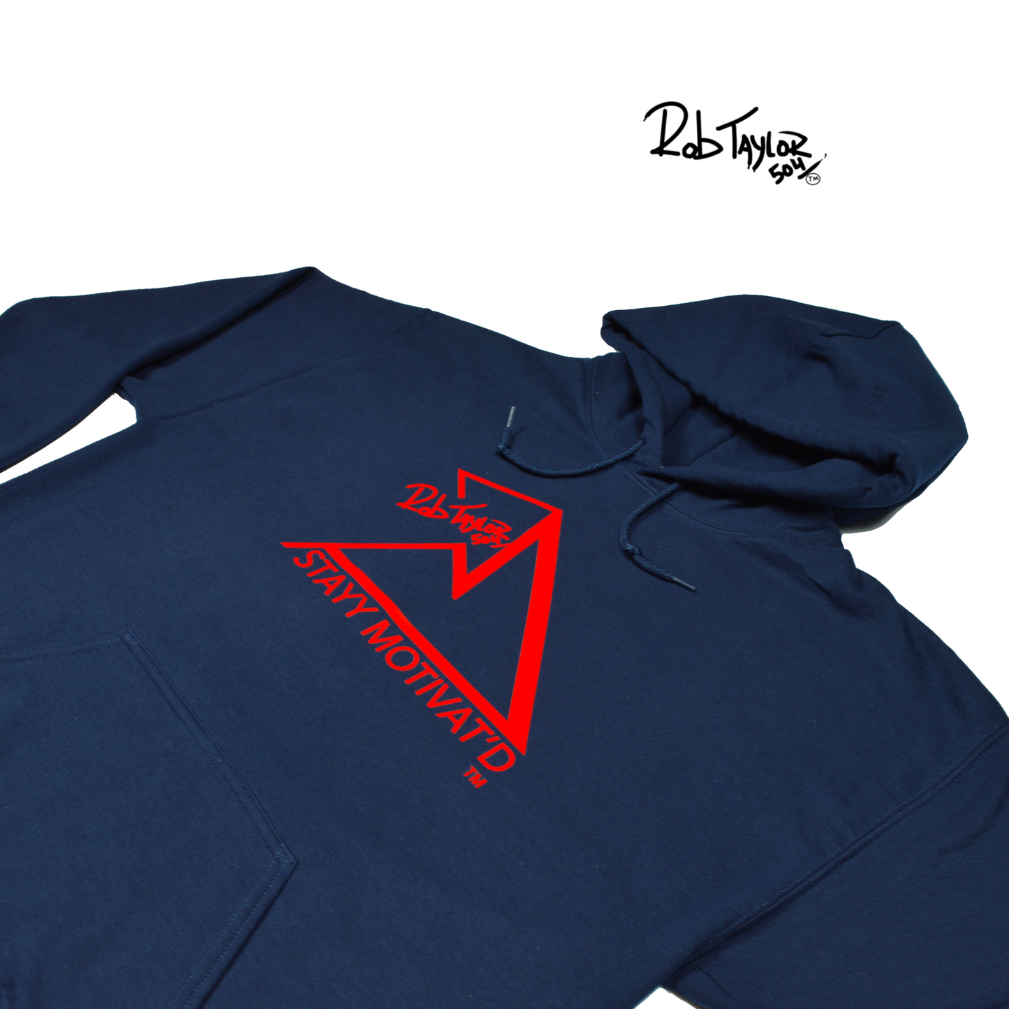 RobTaylor504 “STAYY MOTIVAT’D MOUNTAIN” Hoodie Navy Blue/Red