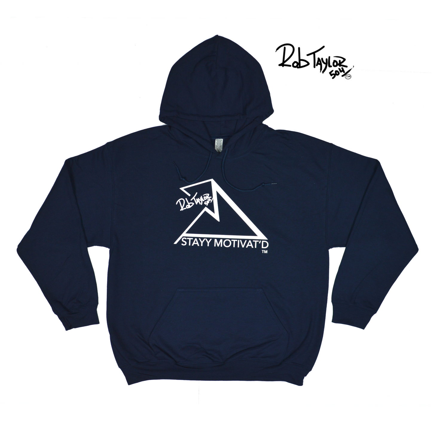 RobTaylor504 “STAYY MOTIVAT’D MOUNTAIN” Hoodie Navy Blue/Silver