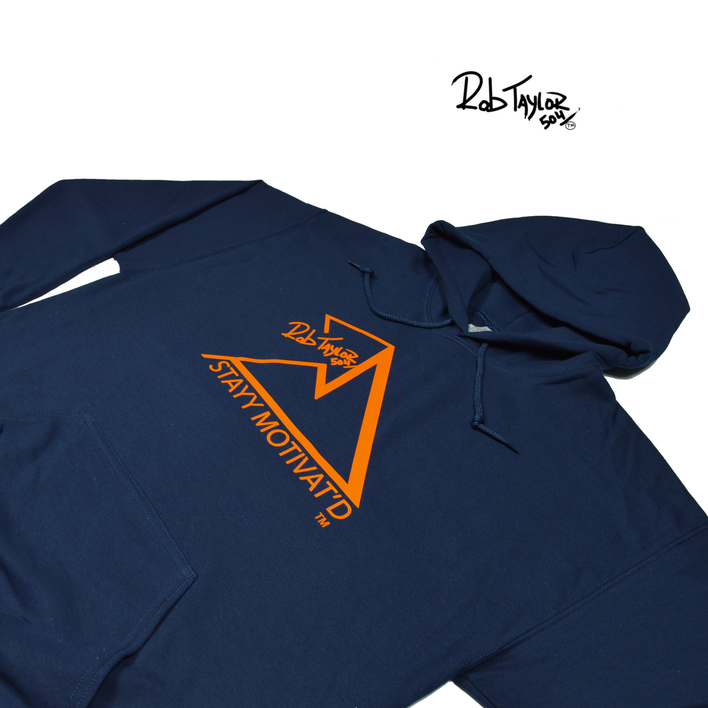 RobTaylor504 “STAYY MOTIVAT’D MOUNTAIN” Hoodie Navy Blue/Orange