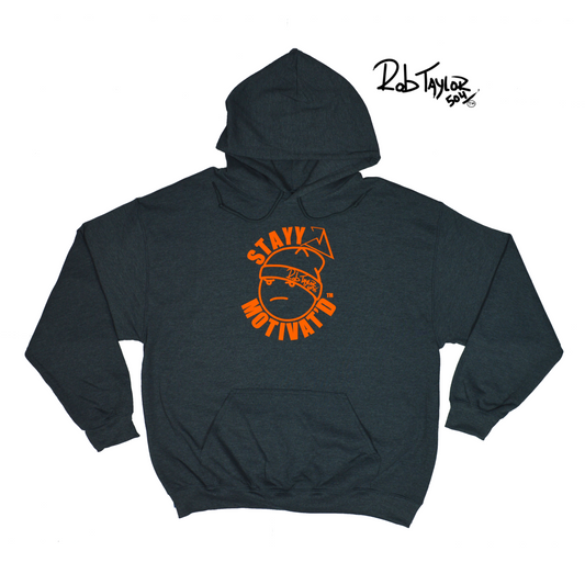 RobTaylor504 “STAYY MOTIVAT’D FACE” Hoodie Gray/Orange