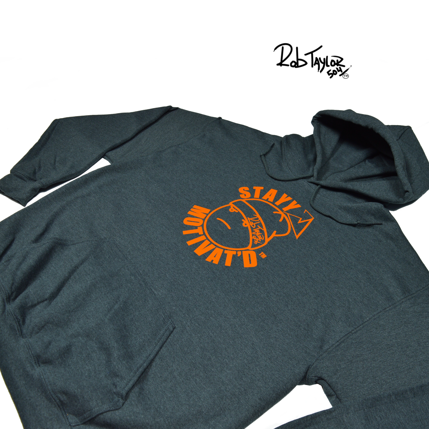 RobTaylor504 “STAYY MOTIVAT’D FACE” Hoodie Gray/Orange