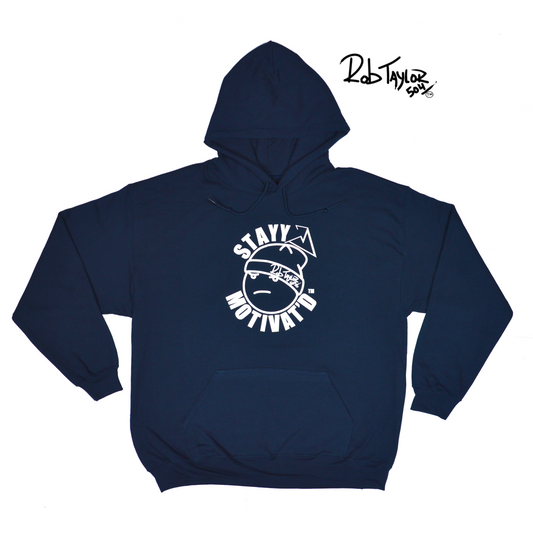 RobTaylor504 “STAYY MOTIVAT’D FACE” Hoodie Navy Blue/Silver